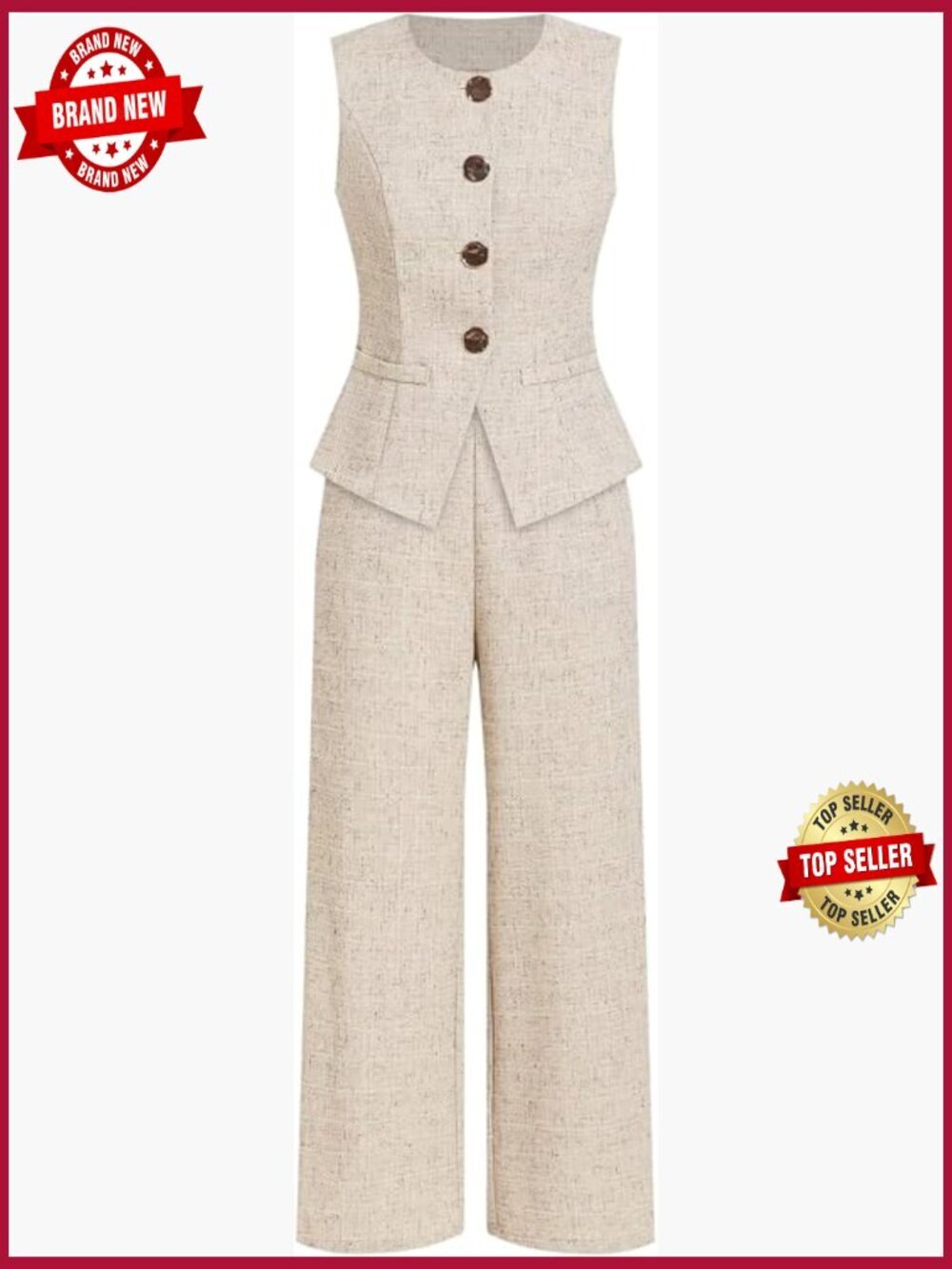 2 Piece Business Casual Suit Set Blazer Vest & Pants
